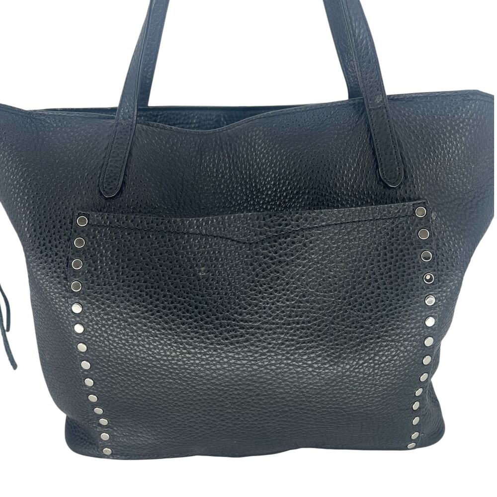 Rebecca Minkoff Unlined Front Pocket Leather Tote Black Studded - Picture 2 of 12